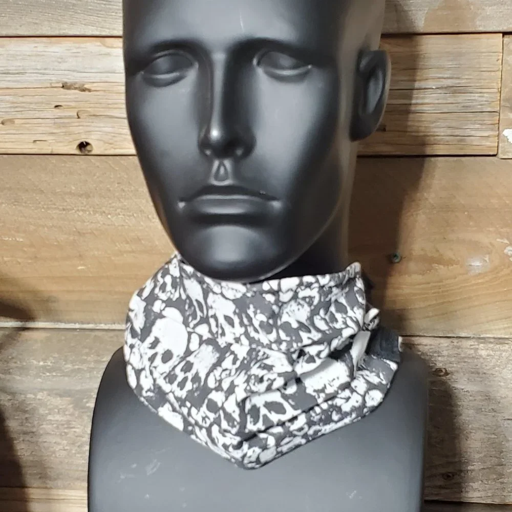 Pile of White Skulls on Black - Cloth Face Mask with Filters